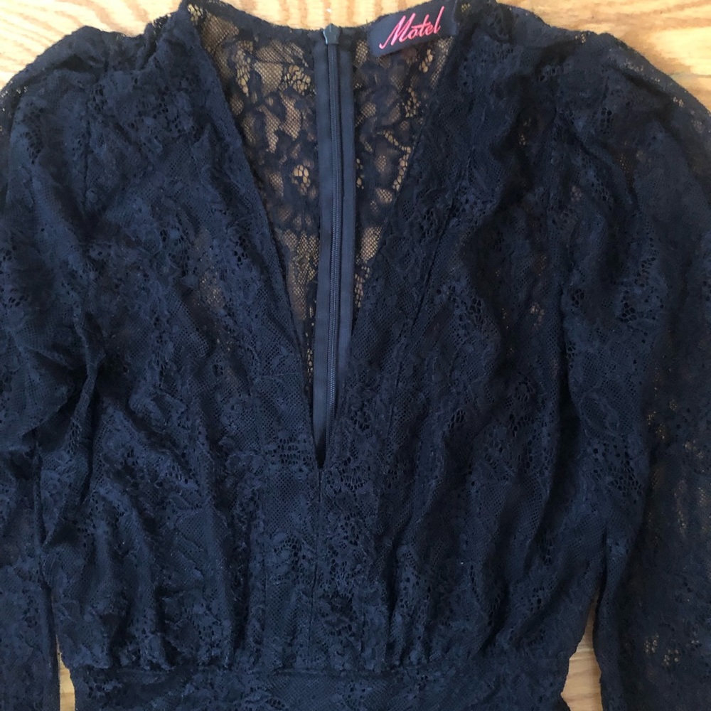 Short black lace romper
